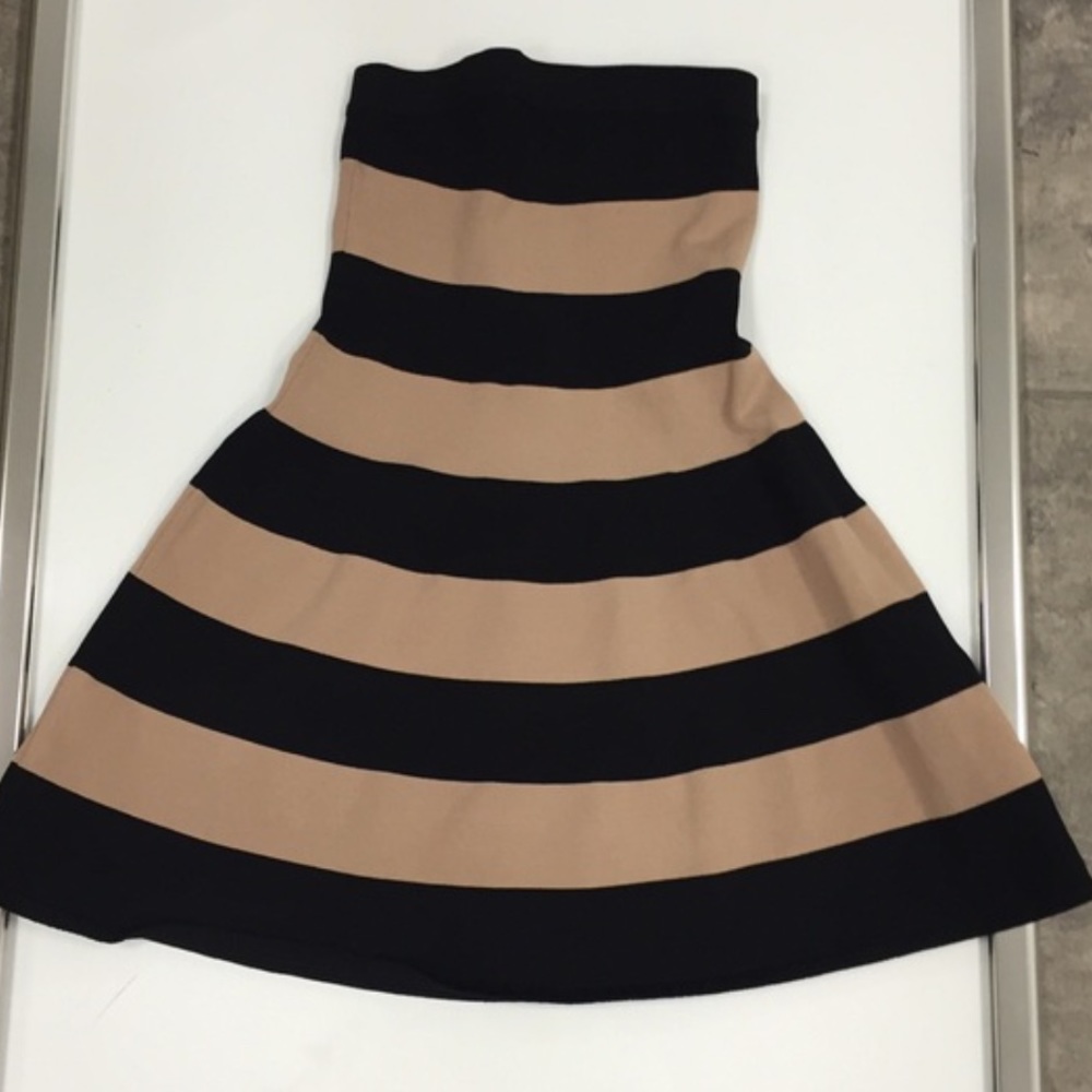 Bebe Black and Tan fit and flare tube dress - Picture 2 of 5